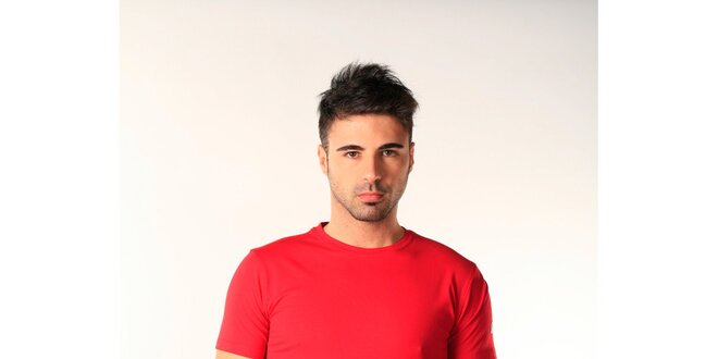 Pánske červené tričko s véčkovým výstrihom SixValves