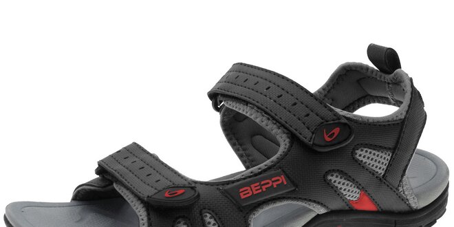 Pánske čierne sandále so suchymi zipsami Beppi