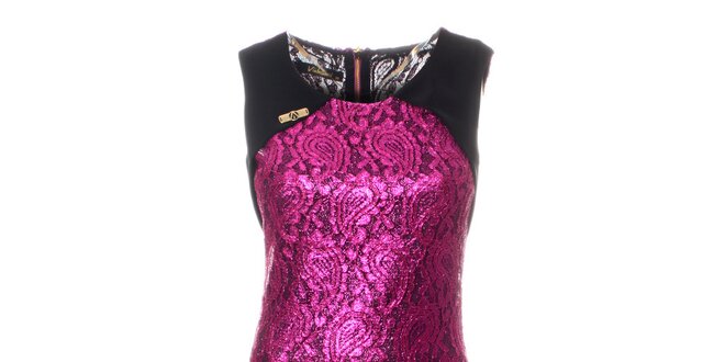 Dámske purpurové čipkované šaty Via Bellucci