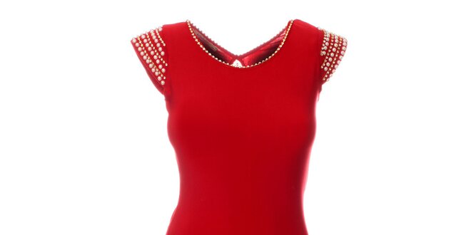 Dámske červené šaty Via Bellucci s perlami