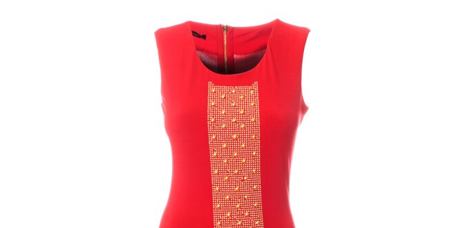 Dámske červené šaty Via Bellucci so zlatými cvokmi