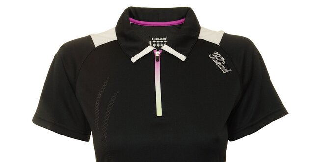 Dámske čierne tenisové tričko s fialovými detailami Head