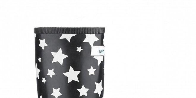 Dámske čierne čižmy Splash by Wedge Welly s hviezdičkami