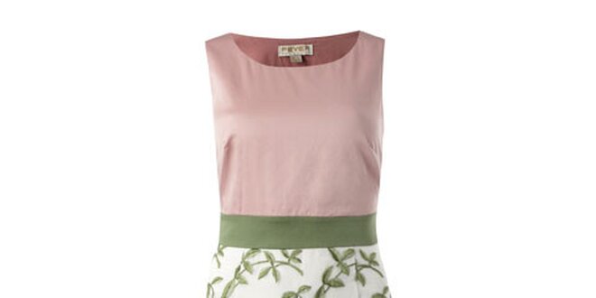 Dámske ružovo-zelené púzdrové šaty s kvetinovým vzrom Fever