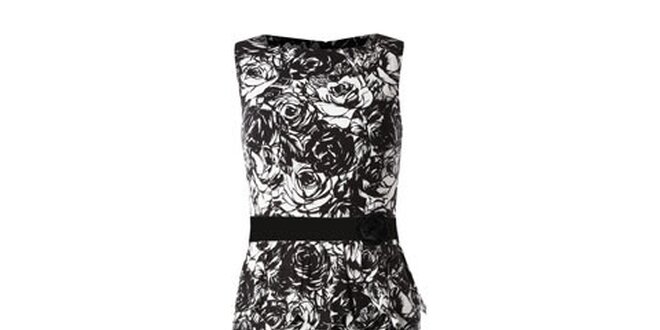 Dámske čierno-biele púzdrové šaty s ružami Fever