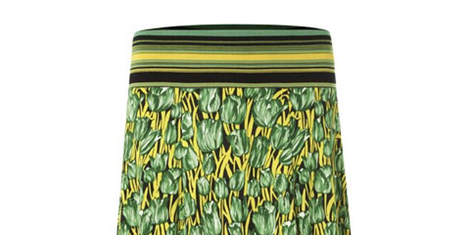 Dámska zelená sukňa Fever s tulipánmi