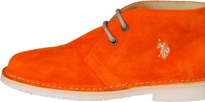 Dámske sýto oranžové semišové topánky U.S. Polo