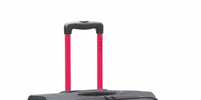 Čierno-ružový veľký kufor na kolieskach Esprit