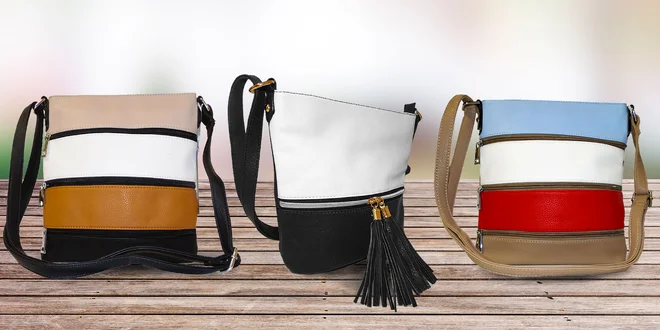 Crossbody kabelky s rôznofarebnými pruhmi