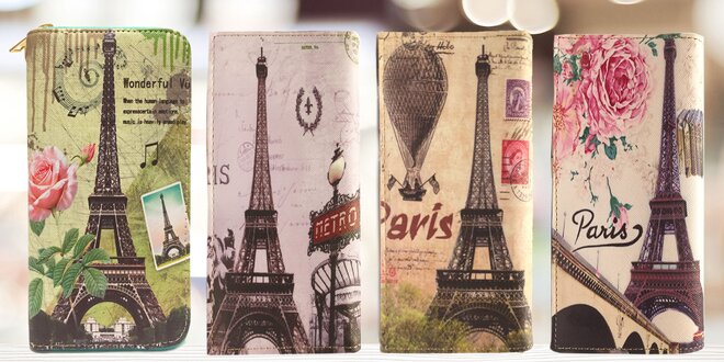 Farebné peňaženky s motívom Eiffelovej veže