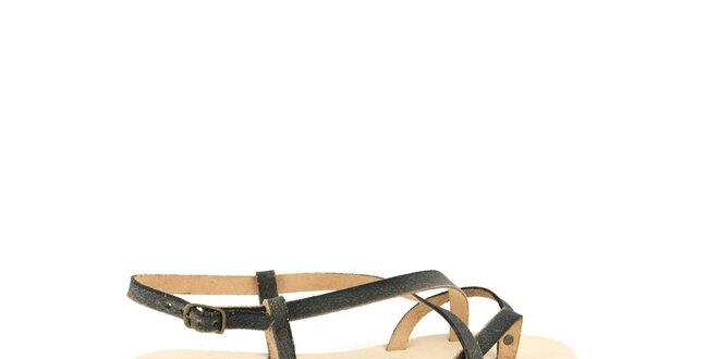 Dámske čierne kožené sandále Pelledoca