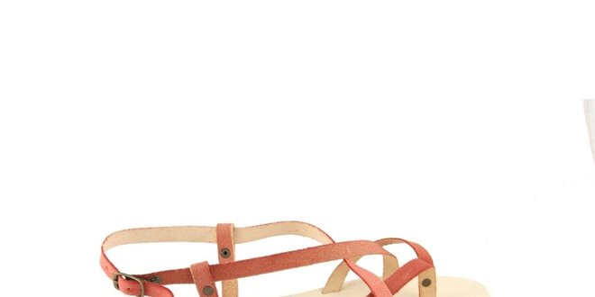 Dámske červené kožené sandále Pelledoca