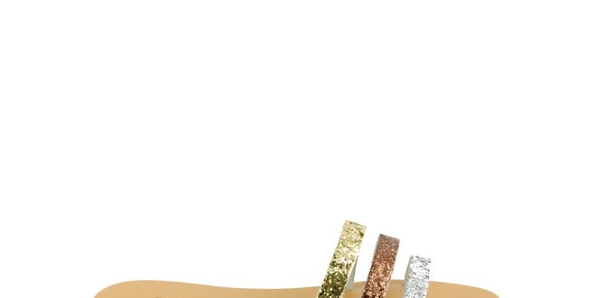 Dámske kožené šľapky Pelledoca so strieborným, zlatým a bronzovým remienkom