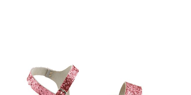Dámske ružové kožené sandále Pelledoca s trblietkami