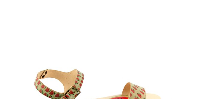 Dámske pastelovo zelené sandále Pelledoca s potlačou melounu