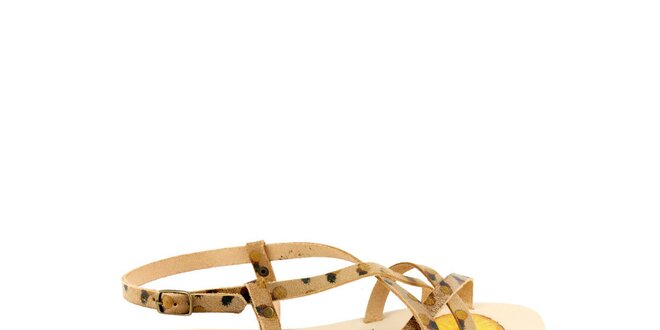 Dámske béžové sandále Pelledoca s potlačou ananásu