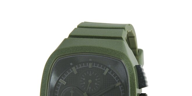 Tmavo zelené silikónové hodinky Adidas s metalickým odleskom