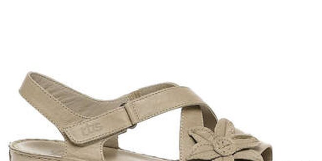 Dámske pieskové kožené sandále s kvetinou TBS
