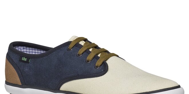 Pánske modro-krémovo-hnedé topánky TBS