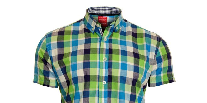 Pánska zeleno-modrá kockovaná košeľa Chaser