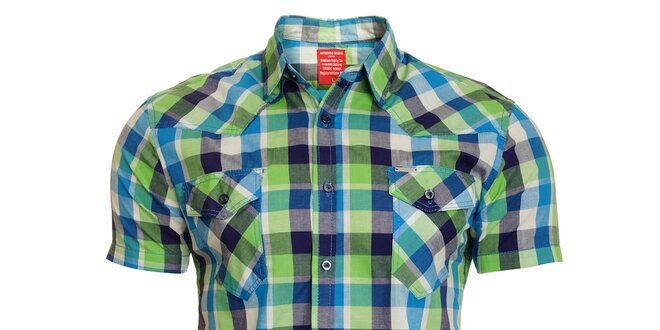 Pánska modro-zelená kockovaná košeľa Chaser