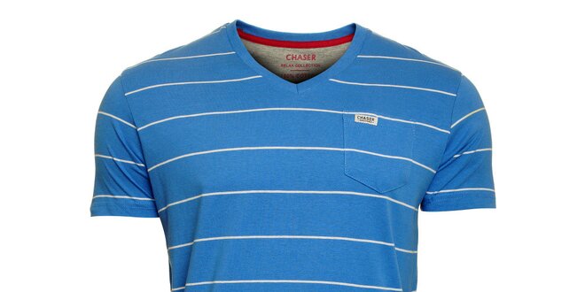 Pánske svetlo modré prúžkované tričko Chaser