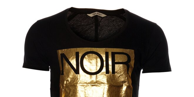 Dámske čierne tričko Eleven Paris so zlatou potlačou