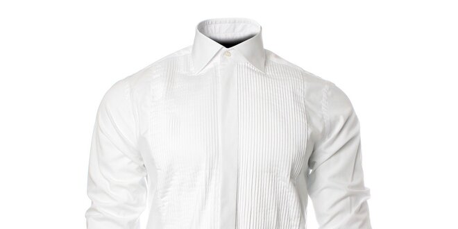 Pánska biela košeľa s vyrazeným prúžkom Carmelo