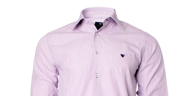 Pánska fialovo-biela košeľa s prúžkami Caramelo