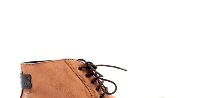 Pánske orieškovo hnedé kožené topánky Caramelo