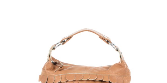 Dámska béžová kožená kabelka s koženými polkruhmi Marina Galanti