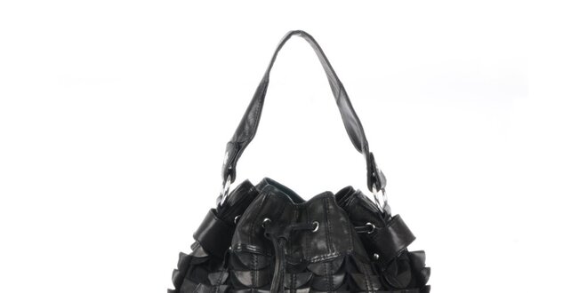 Dámska čierna kabelka so sťahovacou šnúrkou Marina Galanti