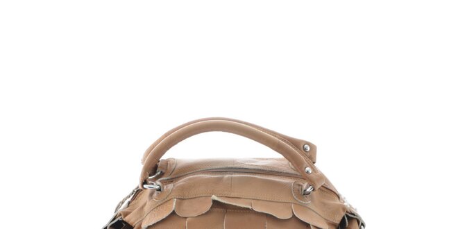 Dámska svetlo hnedá kožená kabelka so šupinkami Marina Galanti
