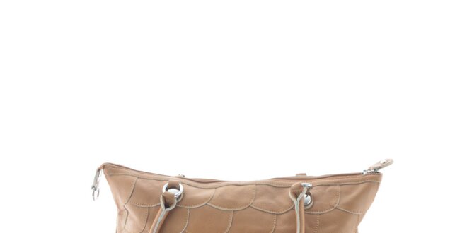 Dámska svetlo hnedá kožená kabelka so šupinkami Marina Galanti