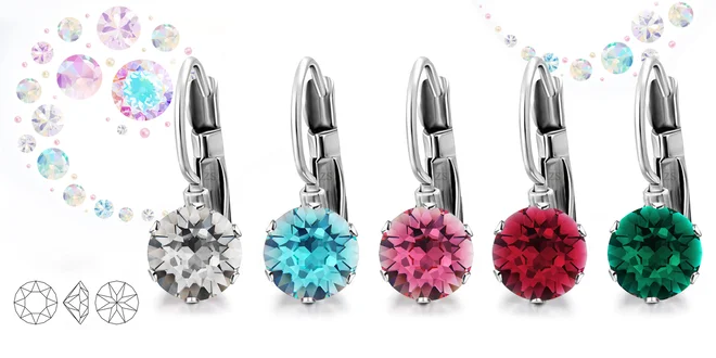 Oceľové náušnice s kryštálmi Swarovski Round Chatons