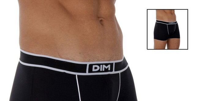 Dvoje pánske čierne boxerky DIM s bielymi detailami
