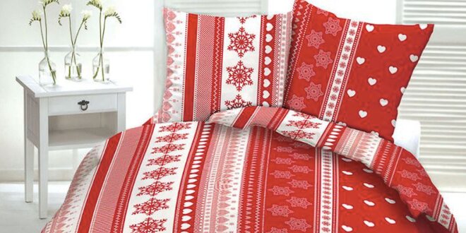Bavlnené posteľné obliečky s vianočným vzorom