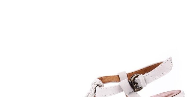 Dámske biele prepletané sandále na platforme Maria Mare