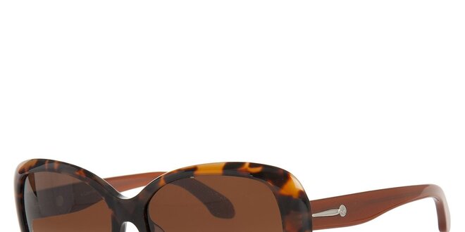 Dámske jantarovo-hnedé slnečné okuliare Calvin Klein s kovovými detailami