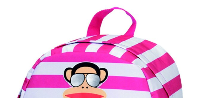 Ružovo-biely pruhovaný batoh s opičkou Paul Frank