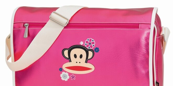Kovovo ružová taška s opicou Paul Frank