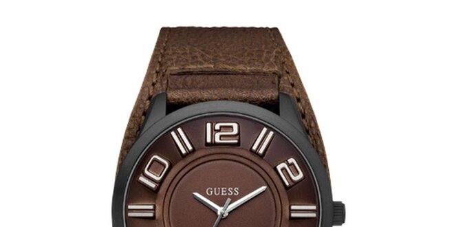 Dámske hnedé analogové hodinky Guess
