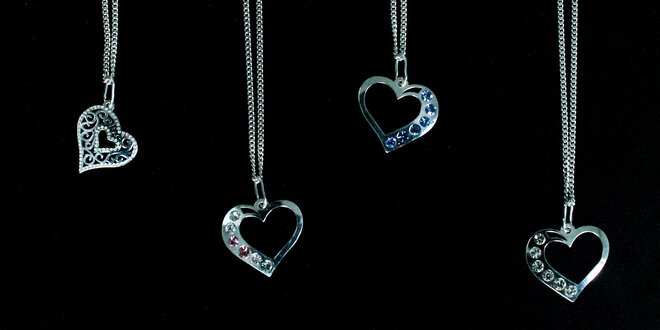 Strieborný náhrdelník Heart Crystal aj s retiazkou