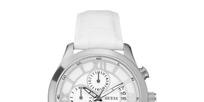 Pánske biele analogové hodinky Guess