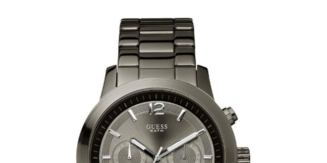 Pánske oceľovo šedé analogové hodinky Guess