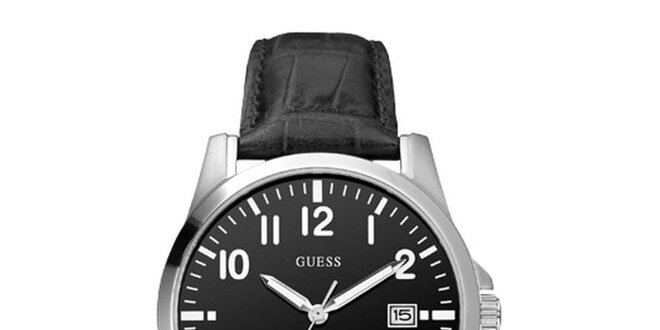 Pánske čierne analogové hodinky Guess