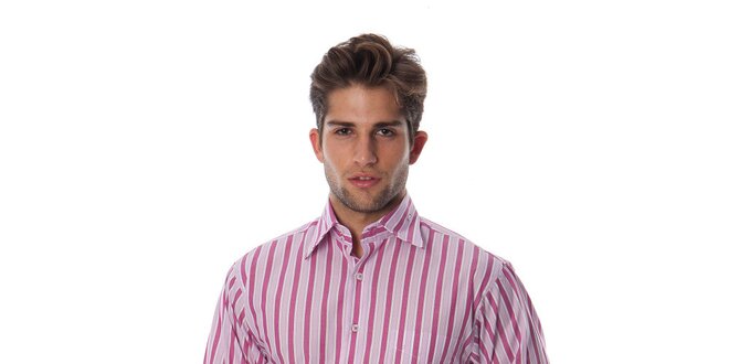 Pánska fuchsiovo-ružová pruhovaná košeľa Cristian Lay