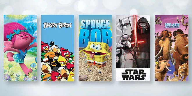 Bavlnené osušky s obľúbenými filmovými a rozprávkovými motívmi