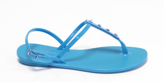 Dámske azúrovo modré sandálky Favolla s kamienkami