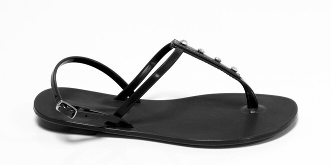 Dámske čierne sandálky Favolla s kamienkami